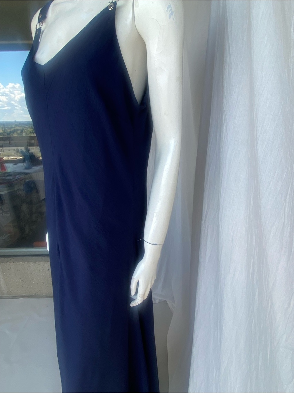 Joseph Ribkoff Navy Cocktail Dress Asymmetrical Hem Size 16